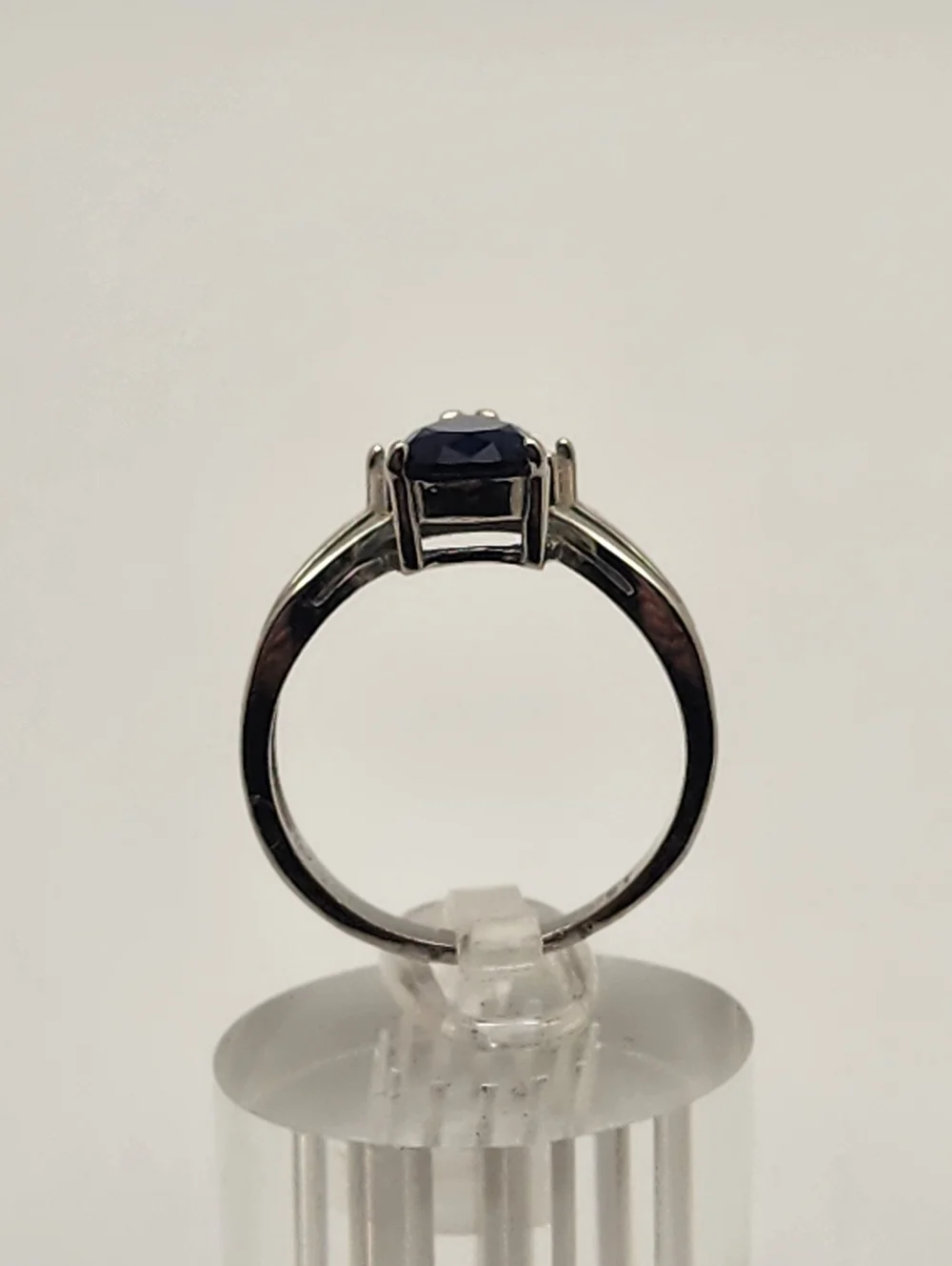 JS Silver Tone Blue & Clear Cubic Zircpnia Ring (8)